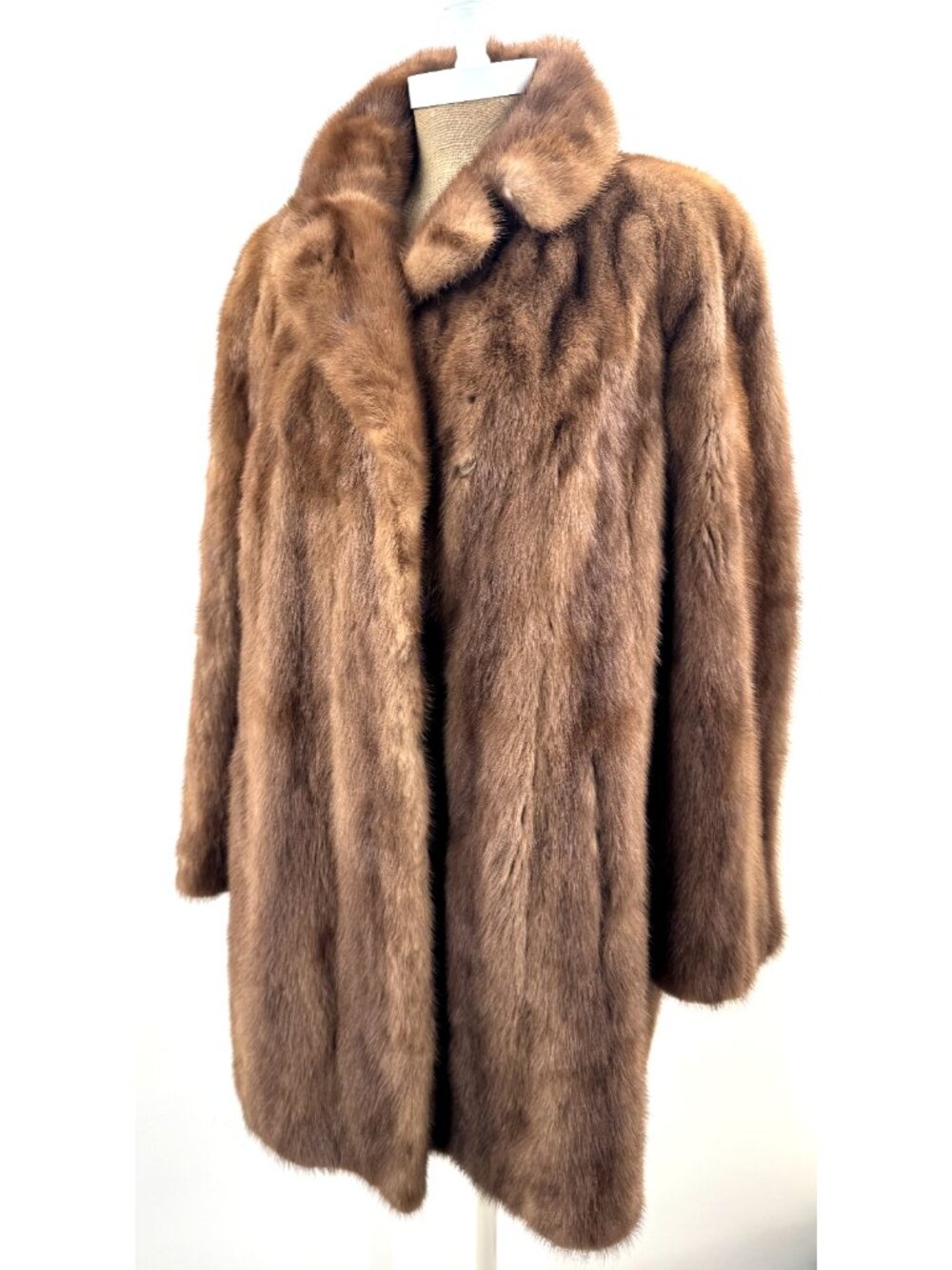 Vintage Genuine Luxury Blond Brown Mink Fur Coat Swing Jacket Sz M Canada Made